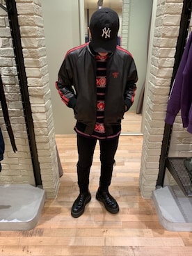 「HYSTERIC GLAMOUR（ヒステリックグラマー）のGIRLS BORDER総柄ジャカード リブ付Tシャツ（Tシャツ/カットソー）」を使った、t.さん（メンズ・165cm）の秋コーディネート