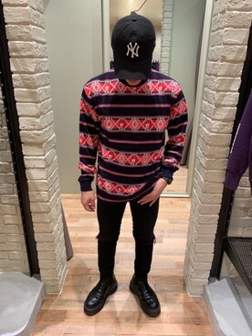 「HYSTERIC GLAMOUR（ヒステリックグラマー）のGIRLS BORDER総柄ジャカード リブ付Tシャツ（Tシャツ/カットソー）」を使った、t.さん（メンズ・165cm）の秋コーディネート