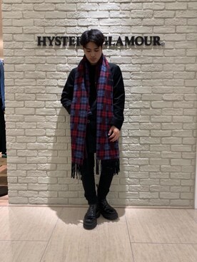 「スキニー」｜「アイテム（ピーコート）」を使った、t.さん（メンズ・165cm）の秋コーディネート