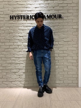 「アイテム（シャツワンピース、ブルー系）」を使った、t.さん（メンズ・165cm）の秋コーディネート