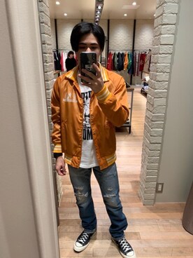 「スキニー」｜「アイテム（スタジャン）」を使った、t.さん（メンズ・165cm）の冬コーディネート