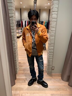 「スキニー」｜「アイテム（スタジャン）」を使った、t.さん（メンズ・165cm）の冬コーディネート