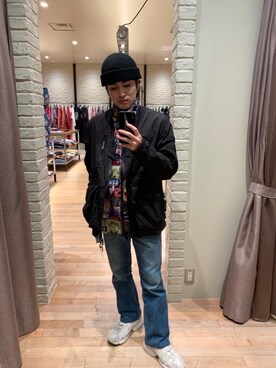 「スキニー」｜「アイテム（ナイロンジャケット）」を使った、t.さん（メンズ・165cm）の秋コーディネート