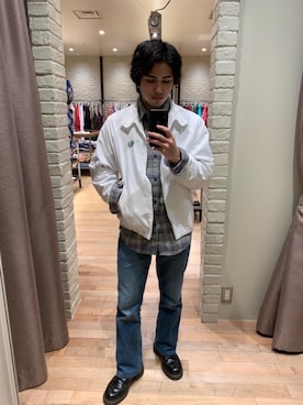 「長袖シャツ」｜「アイテム（ブルゾン）」を使った、t.さん（メンズ・165cm）の秋コーディネート