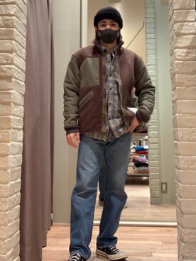 「長袖シャツ」｜「アイテム（ブルゾン）」を使った、t.さん（メンズ・165cm）の秋コーディネート