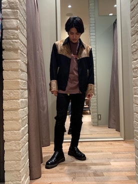 「長袖シャツ」｜「アイテム（その他アウター）」を使った、t.さん（メンズ・165cm）の秋コーディネート