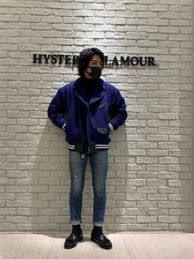 「タートル」｜「アイテム（ライダースジャケット）」を使った、t.さん（メンズ・165cm）の冬コーディネート