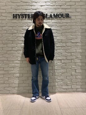 「長袖シャツ」｜「アイテム（ブルゾン）」を使った、t.さん（メンズ・165cm）の冬コーディネート