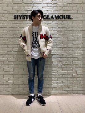 「長袖シャツ」｜「アイテム（ブルゾン）」を使った、t.さん（メンズ・165cm）の冬コーディネート