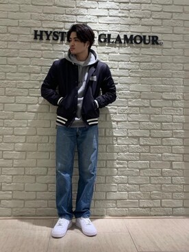 「長袖シャツ」｜「アイテム（ブルゾン）」を使った、t.さん（メンズ・165cm）の冬コーディネート