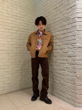 「長袖シャツ」｜「アイテム（ブルゾン）」を使った、t.さん（メンズ・165cm）の冬コーディネート