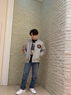 「長袖シャツ」｜「アイテム（その他アウター）」を使った、t.さん（メンズ・165cm）の冬コーディネート