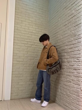 「長袖シャツ」｜「アイテム（ブルゾン）」を使った、t.さん（メンズ・165cm）の冬コーディネート