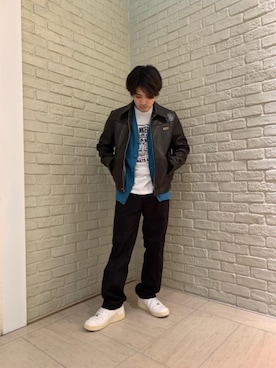 「長袖シャツ」｜「アイテム（その他アウター）」を使った、t.さん（メンズ・165cm）の冬コーディネート