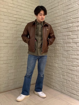 「長袖シャツ」｜「アイテム（その他アウター）」を使った、t.さん（メンズ・165cm）の冬コーディネート