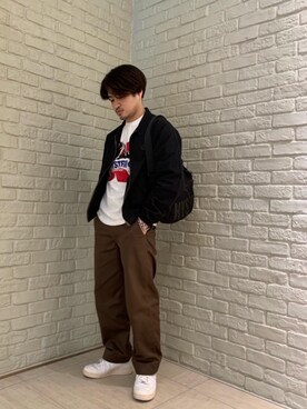 「長袖シャツ」｜「アイテム（ブルゾン）」を使った、t.さん（メンズ・165cm）の冬コーディネート
