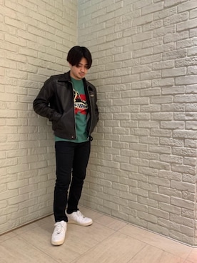 「長袖シャツ」｜「アイテム（その他アウター）」を使った、t.さん（メンズ・165cm）の冬コーディネート