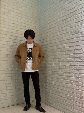 「長袖シャツ」｜「アイテム（ブルゾン）」を使った、t.さん（メンズ・165cm）の冬コーディネート