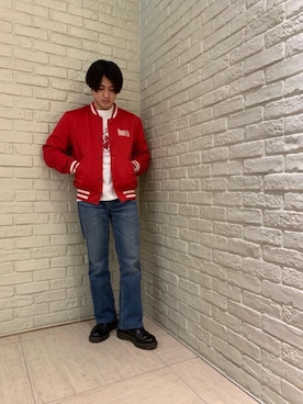 「長袖シャツ」｜「アイテム（ブルゾン）」を使った、t.さん（メンズ・165cm）の冬コーディネート