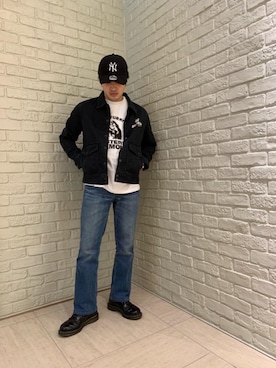 「長袖シャツ」｜「アイテム（その他アウター）」を使った、t.さん（メンズ・165cm）の春コーディネート