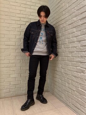「ロンt」｜「アイテム（デニムジャケット）」を使った、t.さん（メンズ・165cm）の春コーディネート