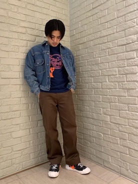 「ロンt」｜「アイテム（デニムジャケット）」を使った、t.さん（メンズ・165cm）の春コーディネート