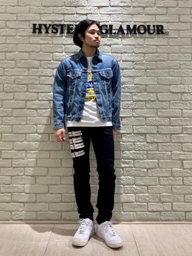 「ロンt」｜「アイテム（デニムジャケット）」を使った、t.さん（メンズ・165cm）の夏コーディネート
