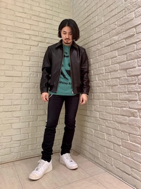 「長袖シャツ」｜「アイテム（ブルゾン）」を使った、t.さん（メンズ・165cm）の秋コーディネート