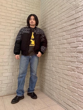 「HYSTERIC GLAMOUR（ヒステリックグラマー）のアイテム（MA-1）」を使った、t.さん（メンズ・165cm）の冬コーディネート