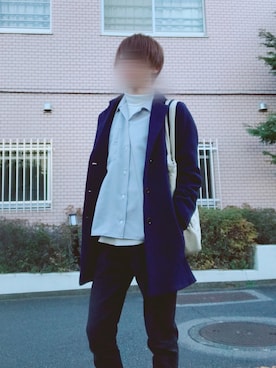 「Right-on（ライトオン）のアイテム（チェスターコート）」を使った、かしわさん（メンズ・173cm）の冬コーディネート