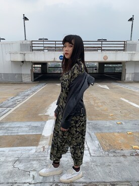 「MANGO（マンゴ）のアイテム（ライダースジャケット）」を使った、Yuling Tanさん（レディース・160cm）の春コーディネート