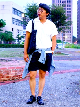 「summer」｜「アイテム（ハンチング/ベレー帽）」を使った、YOGAさん（メンズ・170cm）の秋コーディネート