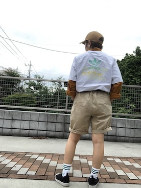 「Carhartt（カーハート）のカーハート ストラップバックキャップ ODESSA  CHARHARTT（キャップ）」を使った、め。さん（レディース・149cm）の夏コーディネート