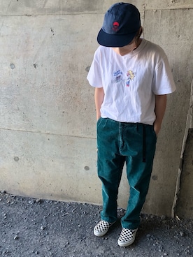 「BEAMS」｜「アイテム（スリッポン）」を使った、め。さん（レディース・149cm）の夏コーディネート