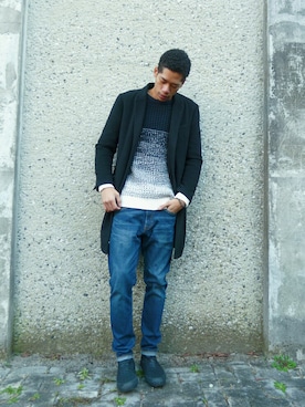「アイテム（ニット/セーター）」を使った、Jackson O Yousukeさん（メンズ・184cm）の冬コーディネート