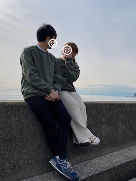 「シミラールック、カップル」｜「アイテム（スウェット）」を使った、y m*さん（レディース・148cm）の冬コーディネート