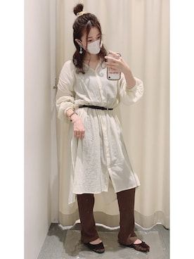 「シアーシャツワンピース」｜chikaさん（レディース・160cm）の秋コーディネート