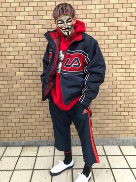 「FILA（フィラ）のアイテム（ダウンジャケット/コート）」を使った、さいこぱすさん（メンズ・166cm）の春コーディネート