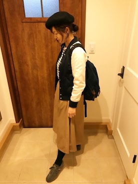 「ママファッション」｜「アイテム（スタジャン）」を使った、s.o.nさん（レディース・163cm）の冬コーディネート