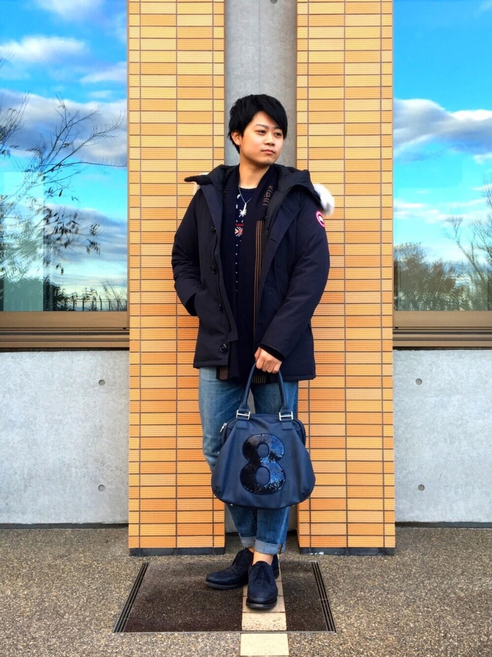 「オトナカジュアル、シンプルコーデ、冬」｜「ランキング58位のアイテム（その他、ホワイト系）」を使った、kさん（メンズ・177cm）の冬コーディネートの1枚目の写真