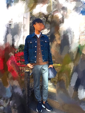 「寒い」｜「アイテム（デニムジャケット）」を使った、TAIKIさん（メンズ・180cm）の冬コーディネート