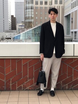 「アイテム（スリッポン）」を使った、RYO KUROSAWAさん（メンズ・182cm・20代）の春コーディネート