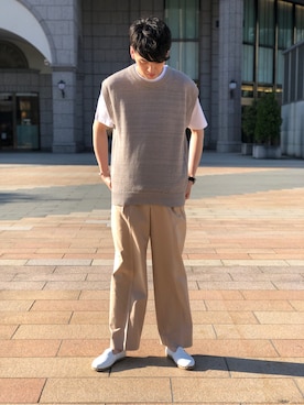 「アイテム（スリッポン）」を使った、RYO KUROSAWAさん（メンズ・182cm・20代）の春コーディネート