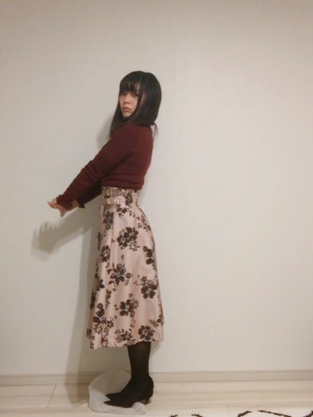 nanakoさんの「フラワーフロッキーラップスカート（LILY BROWN）」を使ったコーディネート