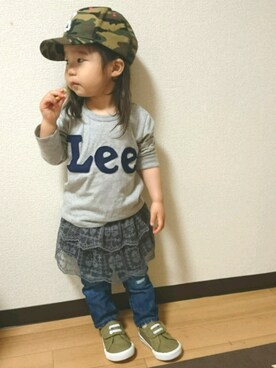 「Lee（リー）のアイテム（Tシャツ/カットソー）」を使った、yur★takさん（キッズ・90cm）の春コーディネート