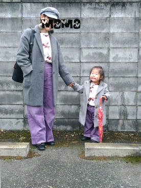 「親子でおそろい」｜「アイテム（チェスターコート）」を使った、yur★takさん（キッズ・90cm）の冬コーディネート