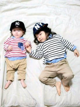 「StompStamp（ストンプスタンプ）のアイテム（帽子）」を使った、yur★takさん（キッズ・90cm）の春コーディネート