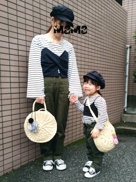 「サークルバッグ」｜「アイテム（キャスケット）」を使った、yur★takさん（キッズ・90cm）の春コーディネート