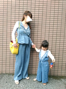 「FREAK'S STORE（フリークスストア）のアイテム（オールインワン・サロペット）」を使った、yur★takさん（キッズ・90cm）の夏コーディネート