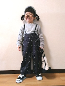 「おんなのこコーデ」｜「アイテム（サロペット/オーバーオール）」を使った、yur★takさん（キッズ・100cm）の冬コーディネート